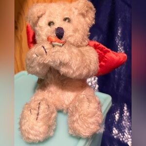 Jerry Elsner Small,Vintage-Style Jointed Teddy Bear With Red Wings & A Red Rose